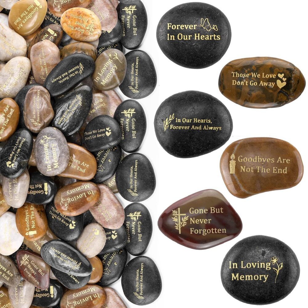 9028 48 Pcs Memorial Stone 1.97 Inch Celebration of Life Favor